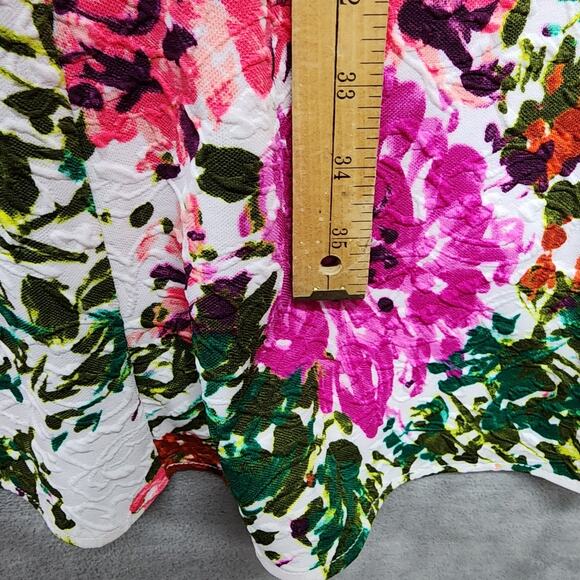 Liz Claiborne Women’s 16W Floral A-Line Dress Pink White Textured Stretch Church - Picture 14 of 14